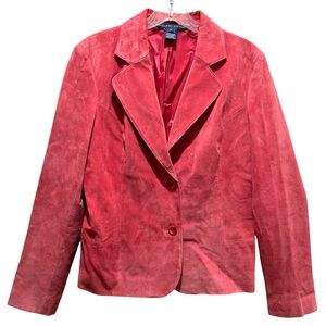 VTG Pink Suede Lined Two-Button Blazer Jacket from Catherine Stewart - Medium
